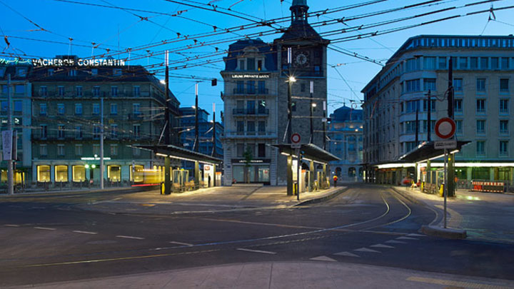 Площад в Женева, осветен от Philips 