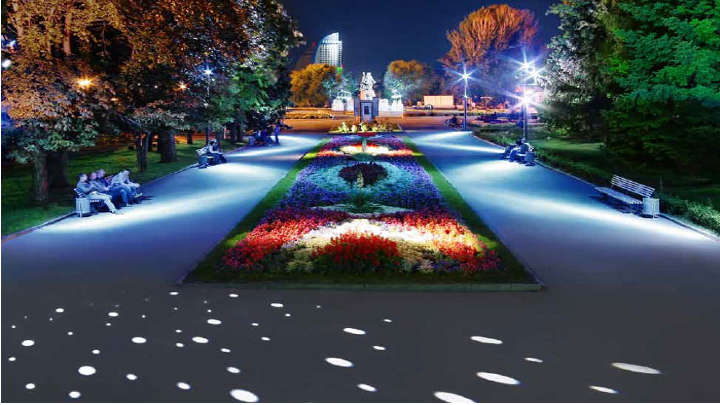 Парк с красиво осветление от Philips