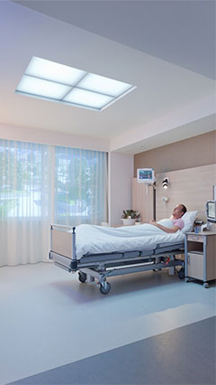 Светлината от HealWell преобразява стаята за пациенти с напълно различна атмосфера